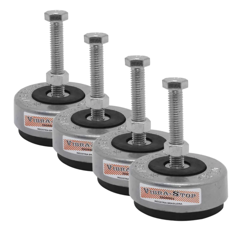 KIT VIBRA STOP - AMORTECEDOR ROSCA 3 8 CAPACIDADE 80KG PEÇA - 320KG CONJUNTO