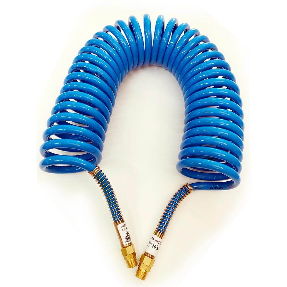 MANGUEIRA ESPIRAL COM CONEXÃO 45X3,5 TUBO TPU AZUL 8X1,25 COMP. APR 3,5M